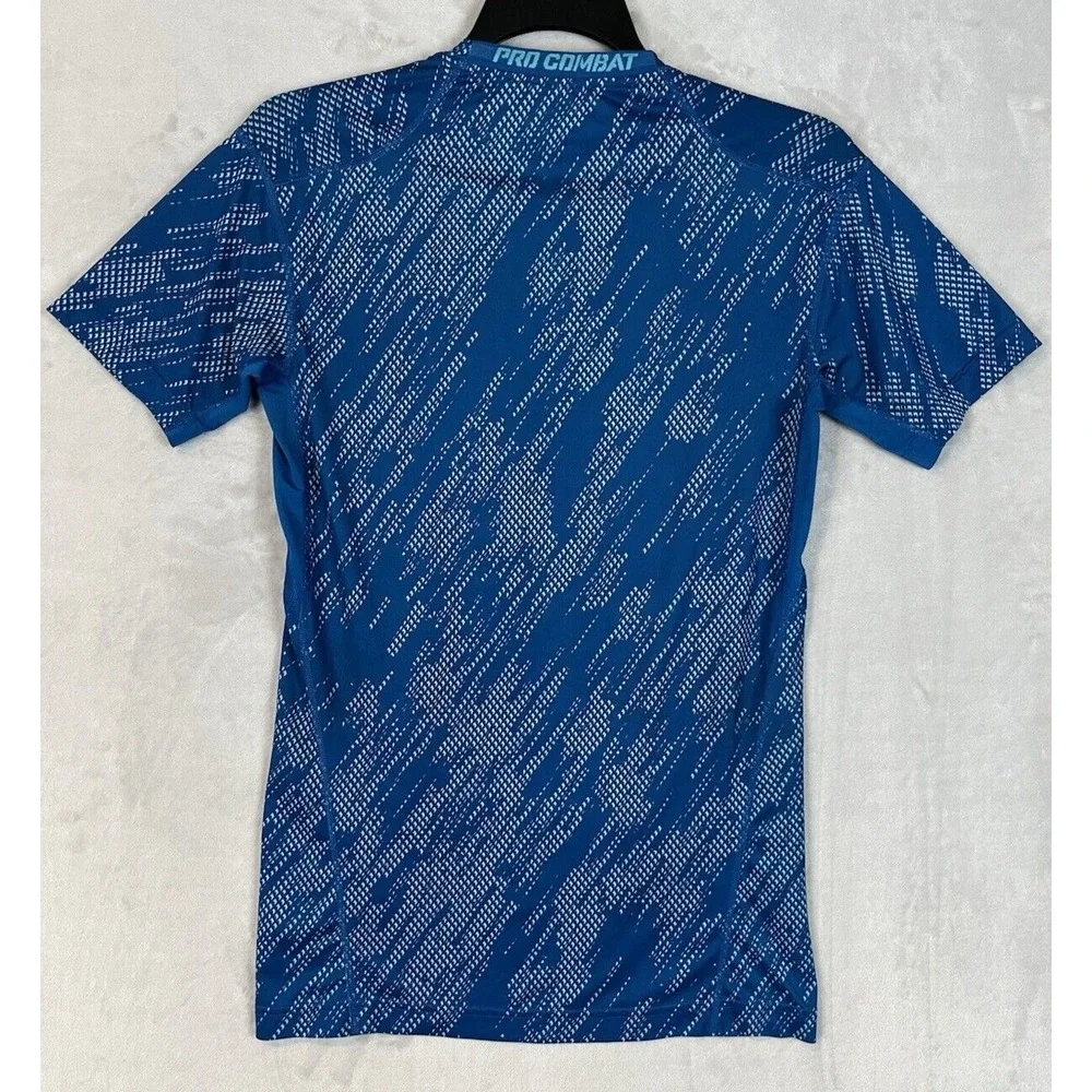 Nike Pro Combat TEE Men Large Blue Regular DRI FIT Compression Lightweight Gym
